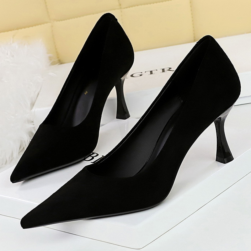 Shoe Tree - BIGTREE Shoes Suede Black Women Pumps