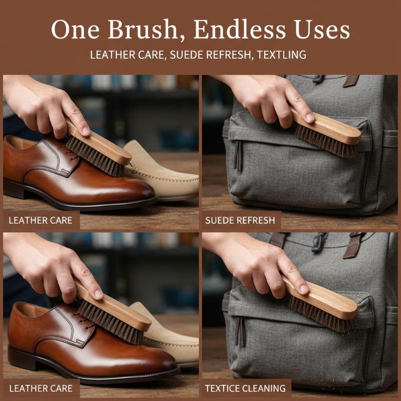 1PC Wood Shoe Brush Horse Hair - Shoe Cleaning Brush ulasan dan harga