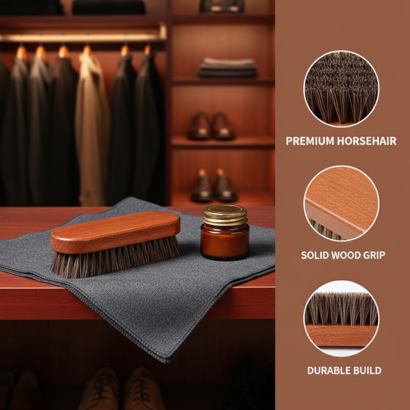 1PC Wood Shoe Brush Horse Hair - Shoe Cleaning Brush ulasan dan harga